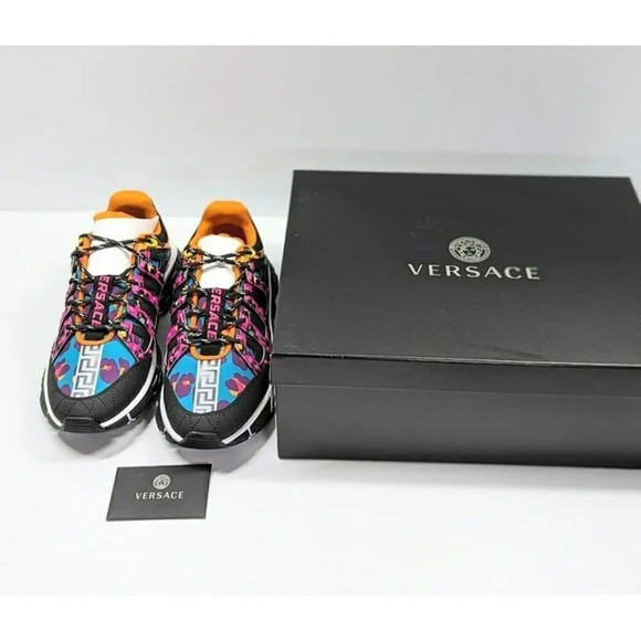 Versace Men\'s Trigreca Multicolor Leopard Printed Low Top Sneakers Size 42.5 EU main image 9